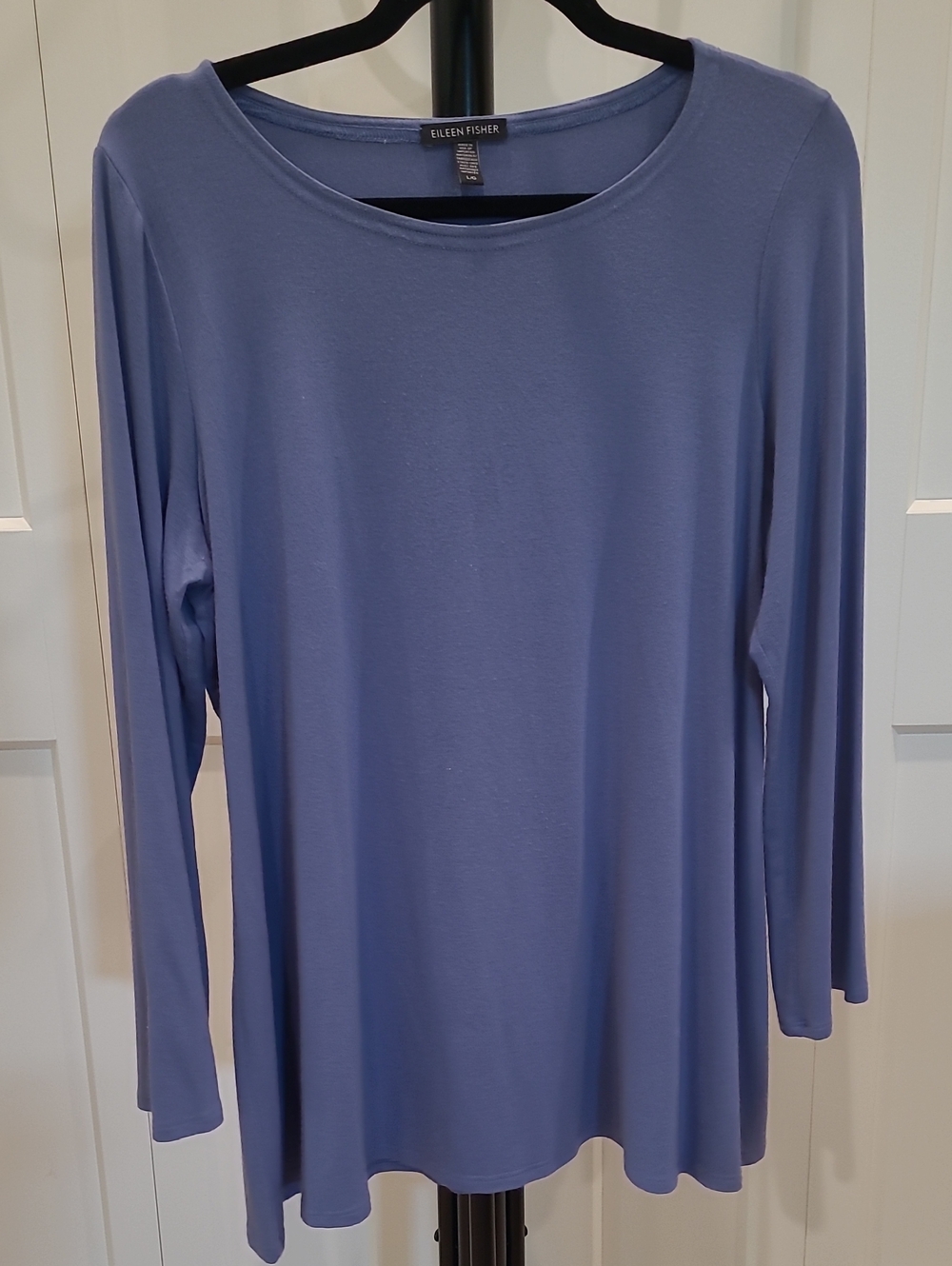 Eileen Fisher Periwinkle Long-Sleeve Scoop Neck Top